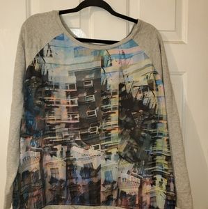 Lane bryant print design long sleeve shirt